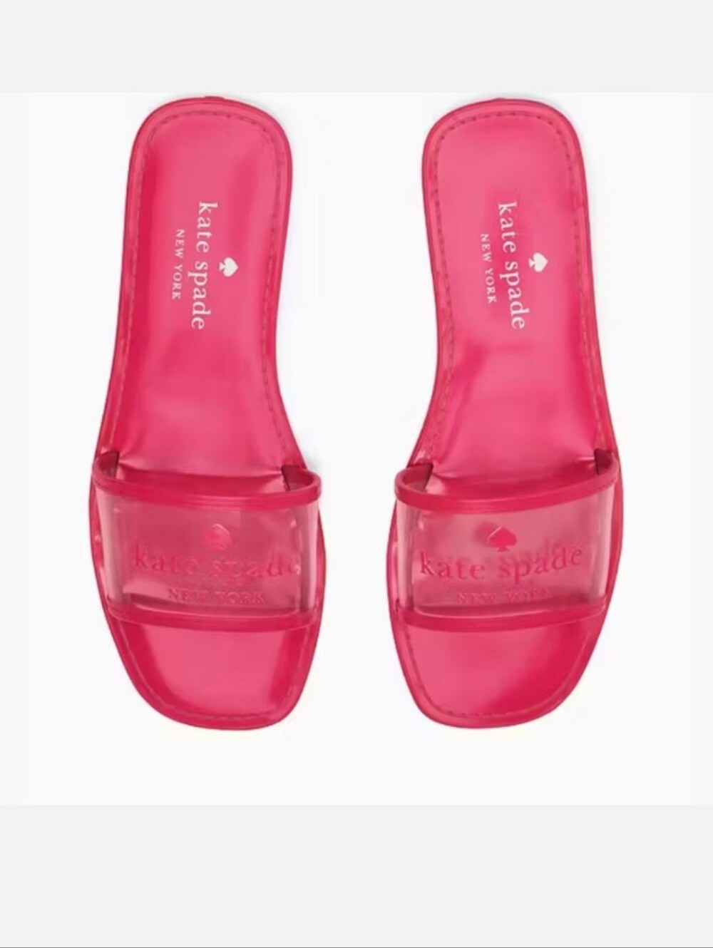 kate spade Hot Pink Clear Strap Slide Sandals